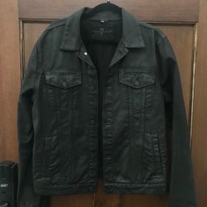 7 For All Mankind Men's Coated Black Jean Jacket